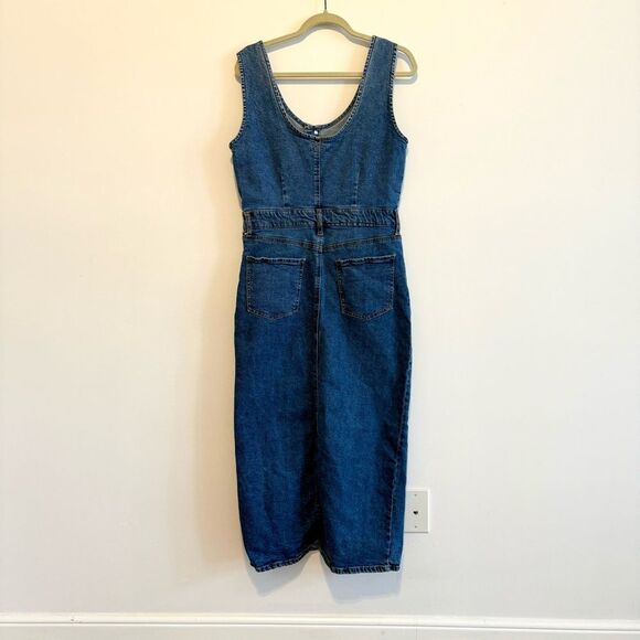 Regeneration Blue Denim Overall Slit hem Midi Size Large - Picture 7 of 10